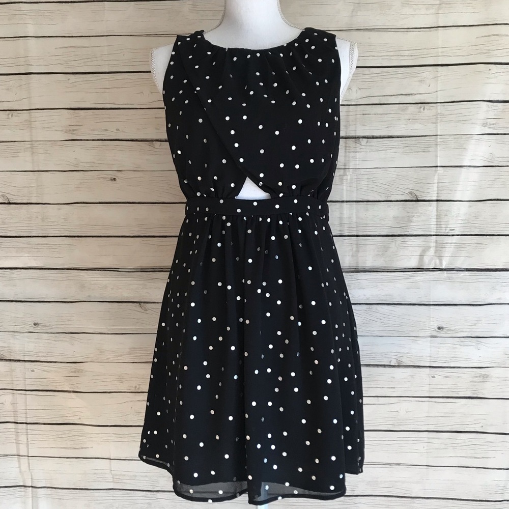 Forever 21 Black Dress With Silver Polka Dots